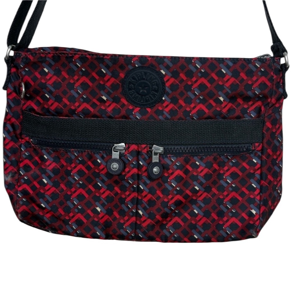 Kipling Red Black Pattern Rectangle Crossbody Bag… - image 2